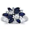 1 ct Diamond Sapphire Cluster Fashion Ring