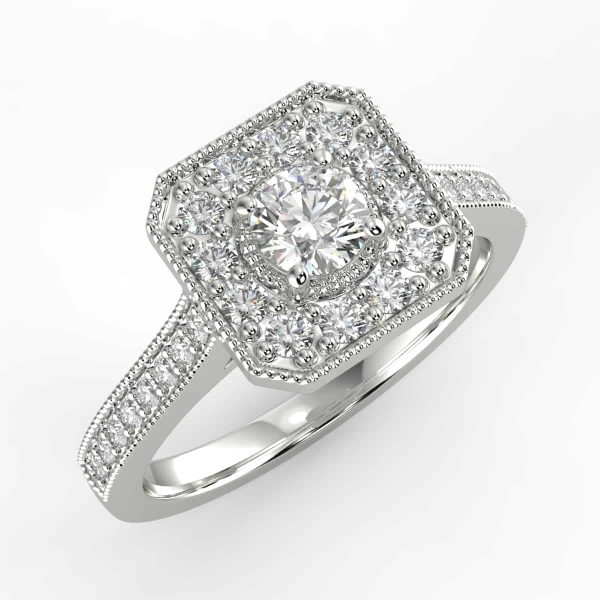 1/2ct Diamond Halo Ring in 10K Gold $599