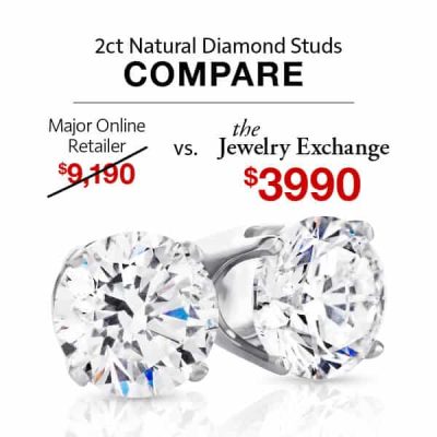 2ct natural diamond studs comparison