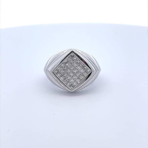 1 2/3 Carat Diamond Designer Gents Ring in 18K White Gold