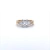 Certified 2 1/2 Carat 3-Stone Ring in Two Tone 18K Yellow Gold and Platinum
