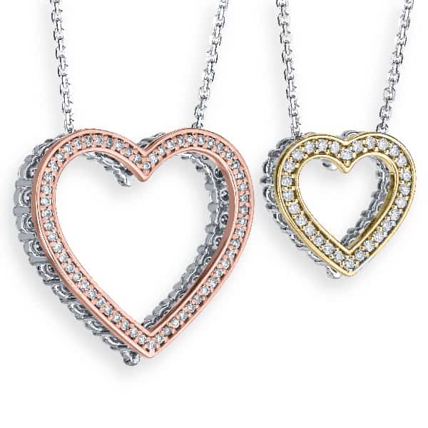 1cttw Double-Sided Diamond Heart Pendant