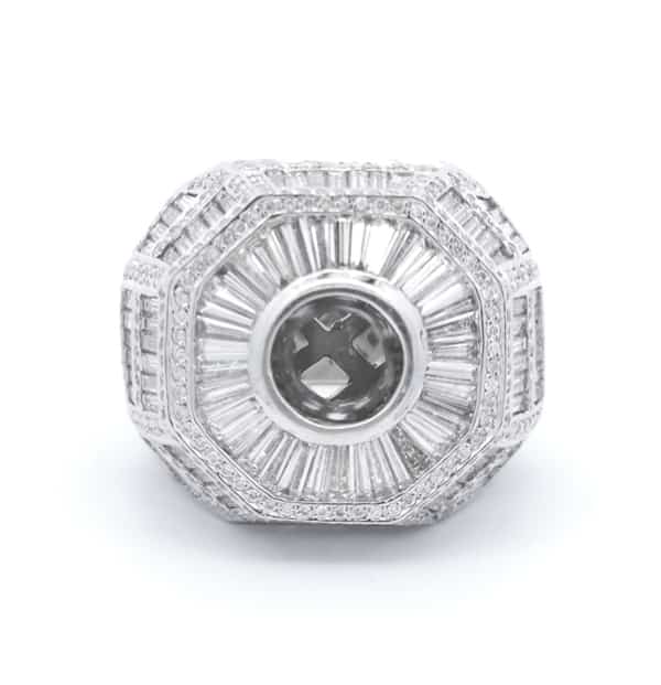 7 Carat Designer Semi Mount Gents Ring in 18K White Gold