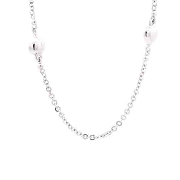 9" Heart Anklet in 14k White Gold