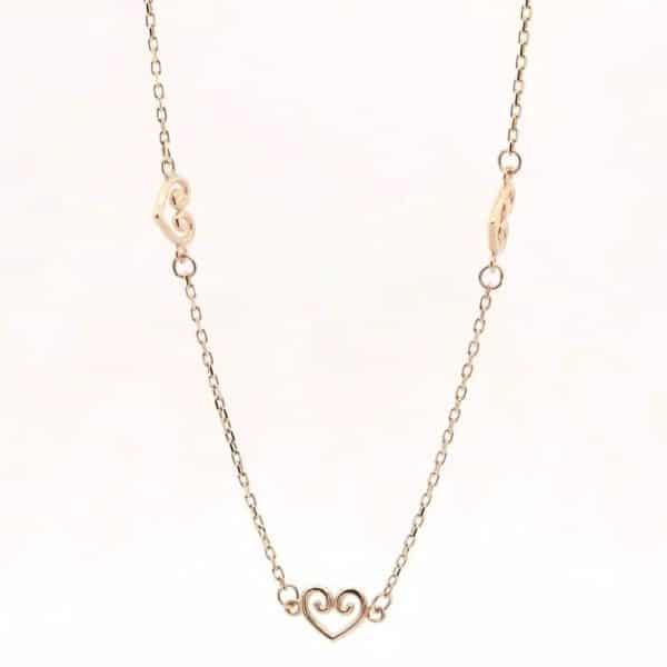 9" Heart Anklet in 14k Yellow Gold