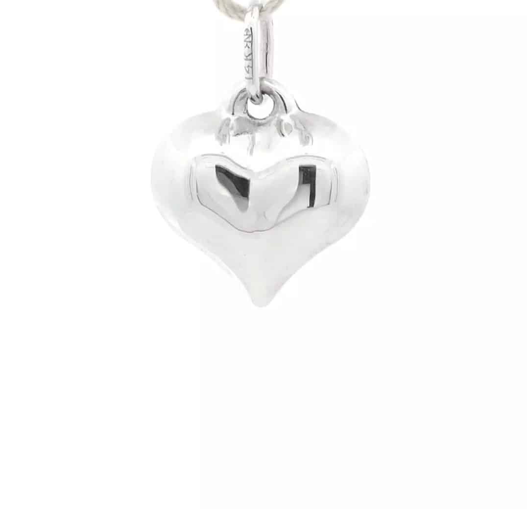 Small Heart Charm in 14K White Gold