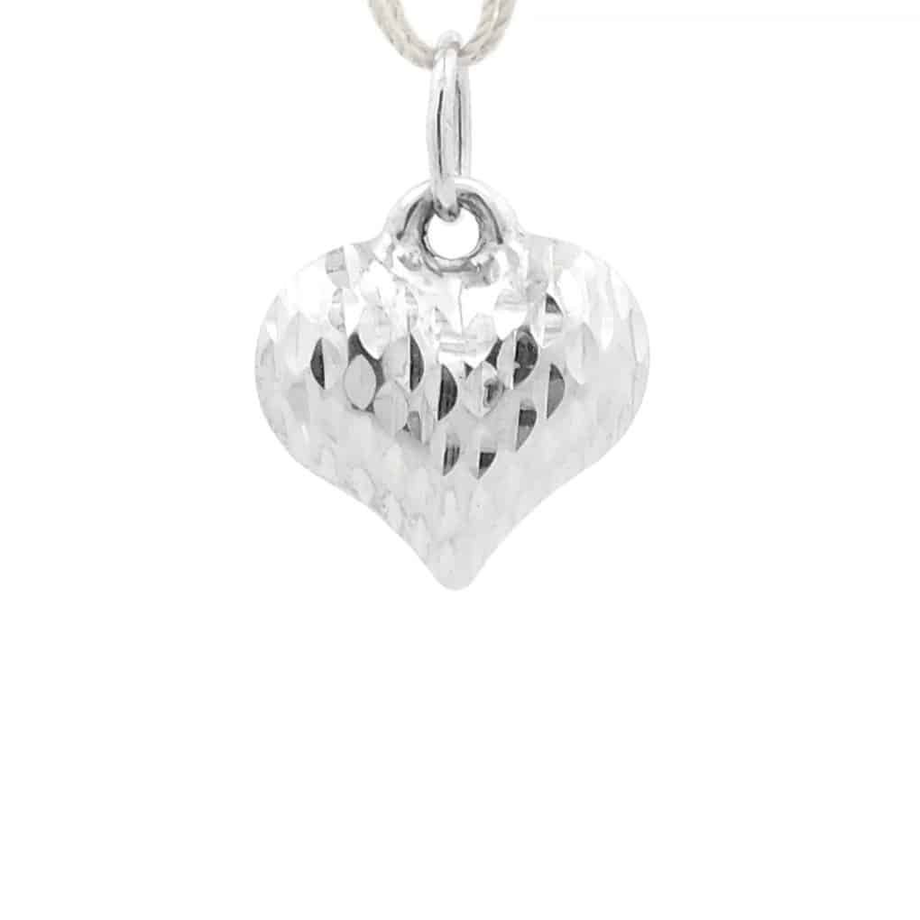 Puffed Heart Charm in 14K White Gold