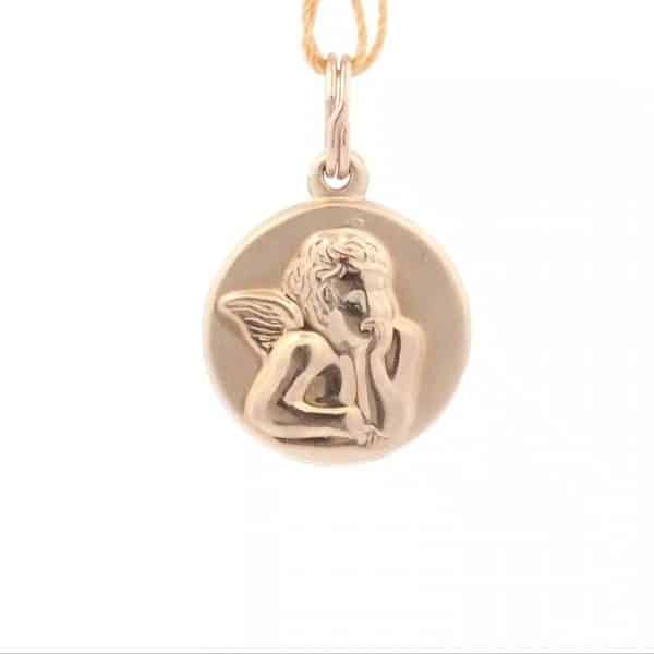 Thinking Angel Charm in 14K Yellow Gold