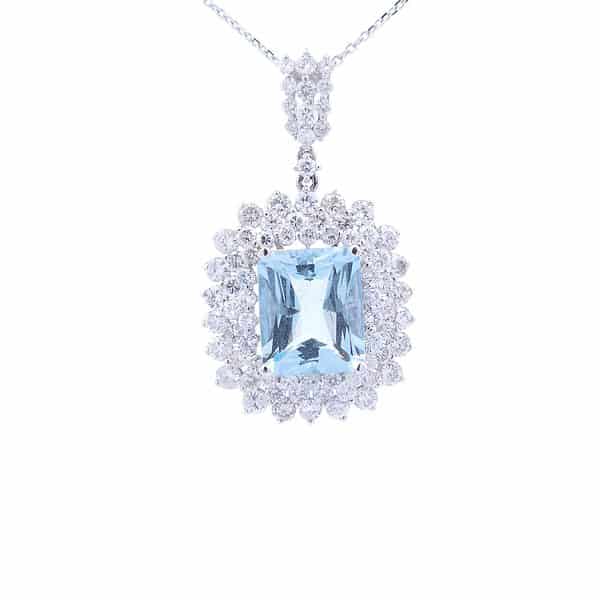 5 Carat Aquamarine Pendant in 18K White Gold