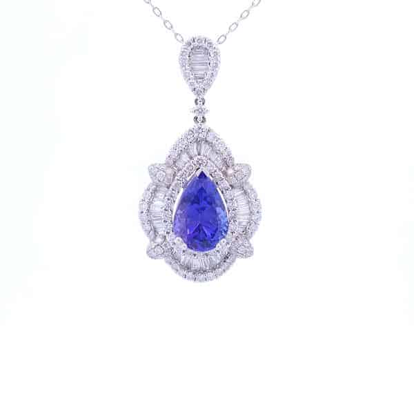 3 3/4 Carat Tanzanite Pendant in 18K White Gold