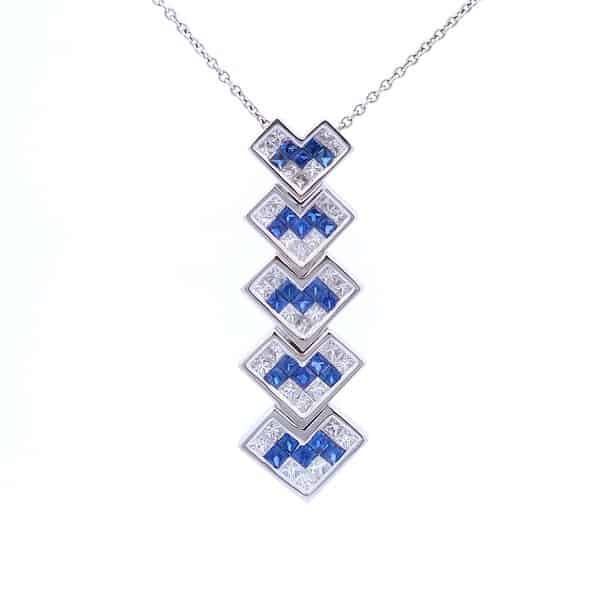 1 Carat Sapphire Necklace in 18K White Gold