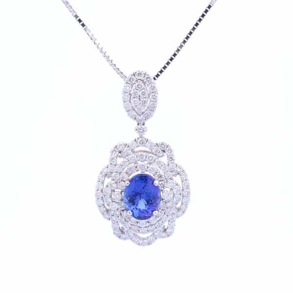 2 3/4 Carat Tanzanite Pendant in 18K White Gold