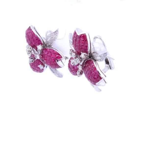 24 1/2 Carat Ruby Earrings in 18K White Gold