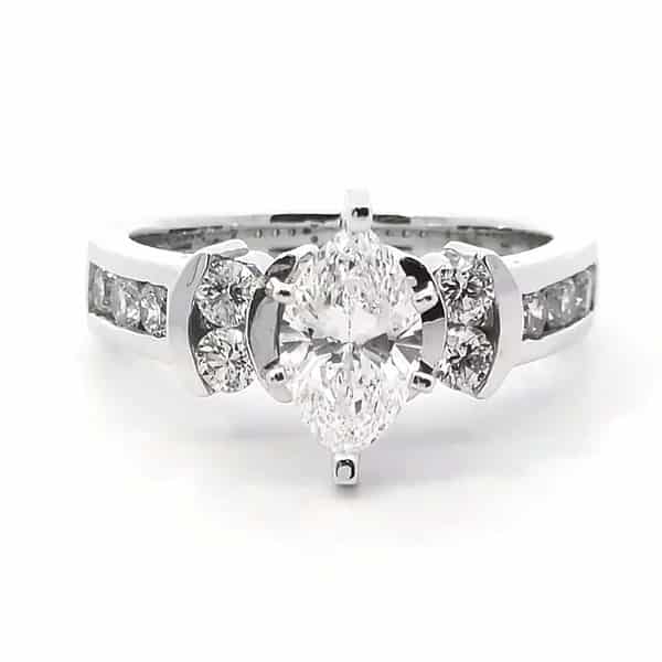 Finished Marquise Diamond Engagement Ring