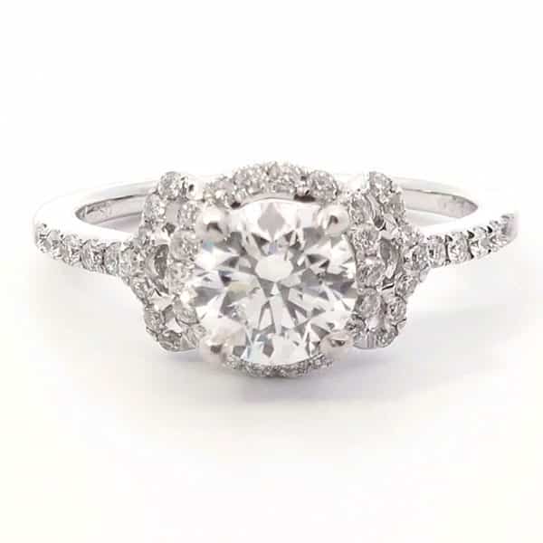 Finished Diamond Halo Ring GIA Certified