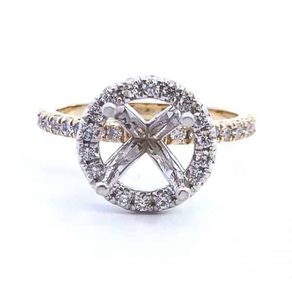 Halo Semi-Mount Ring in Two-Tone Gold