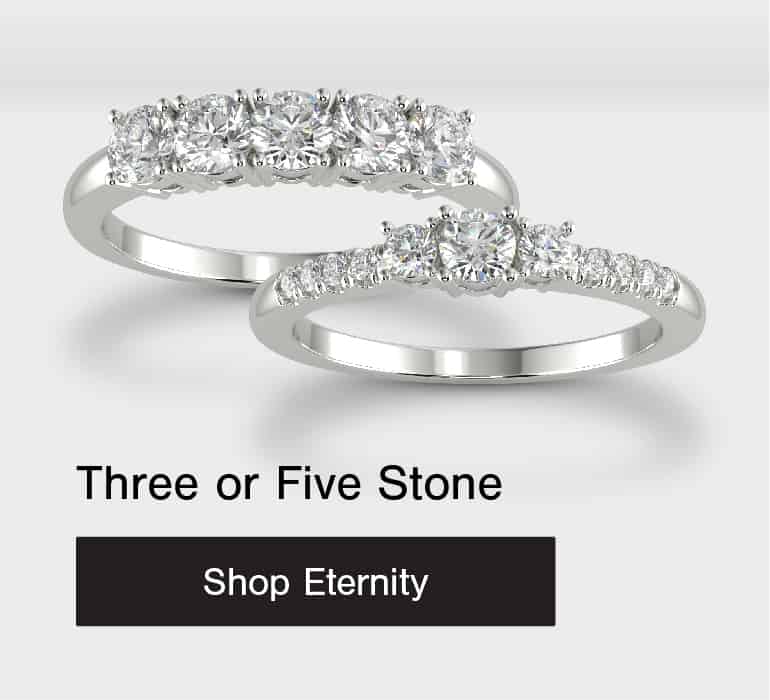 3-stone and 5-stone anniversary rings