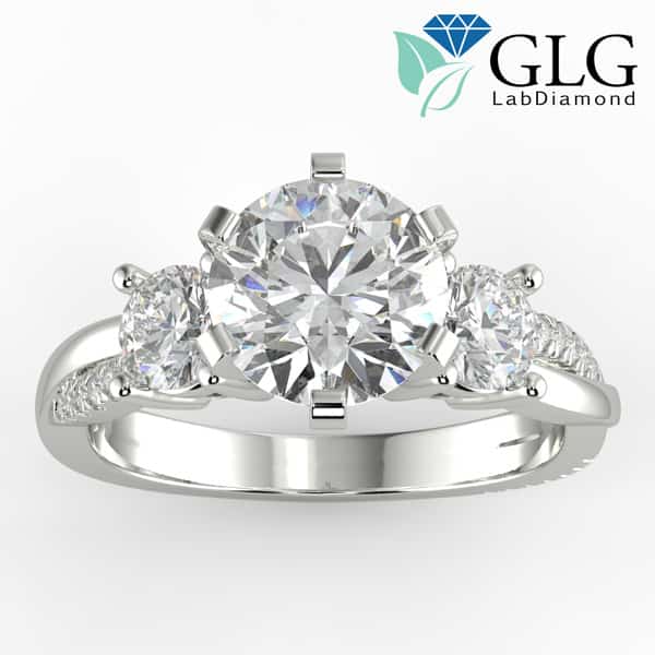 Certified 3 3/4 ct Lab-Grown 3-Stone Diamond Ring