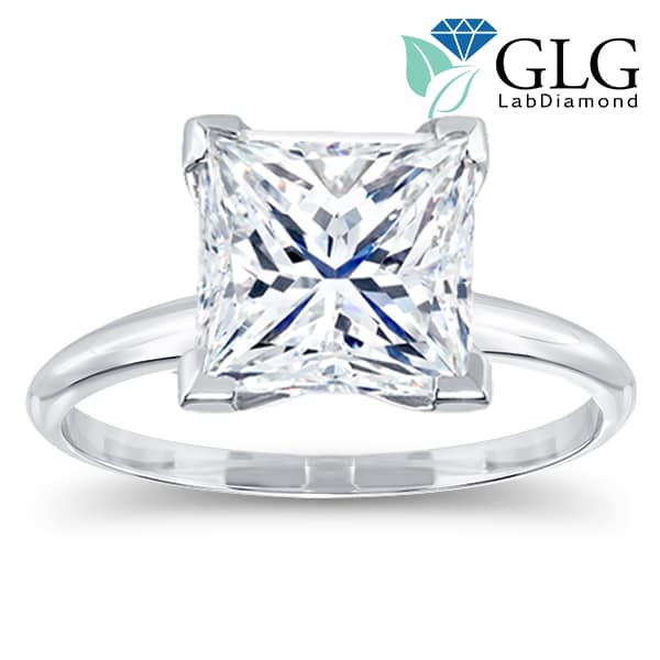 Solitaire Lab Grown Certified Princess Diamond Ring 2 ¼ct