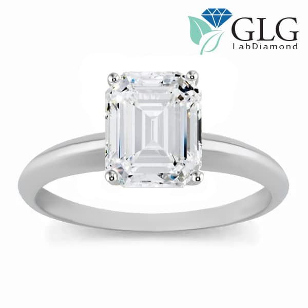 Solitaire Lab Grown Certified Emerald Diamond Ring 1 ¼ct