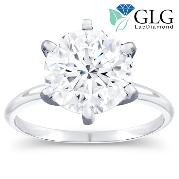 3Ct Round Lab-Created Diamond Solitaire Engagement Ring 14K White