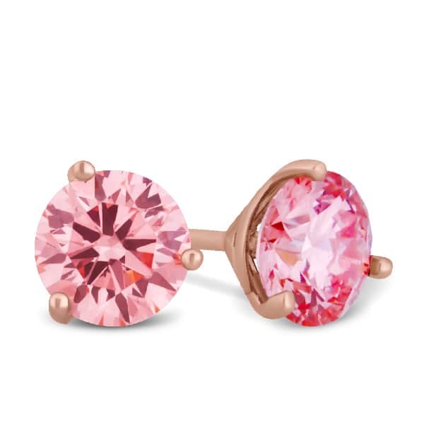 1ct Pink Enhanced Lab Diamond Martini Stud Earrings