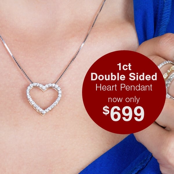 1cttw Diamond Double-Sided Heart Pendant