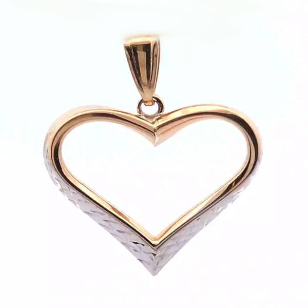 2-Tone Gold Heart Charm Pendant