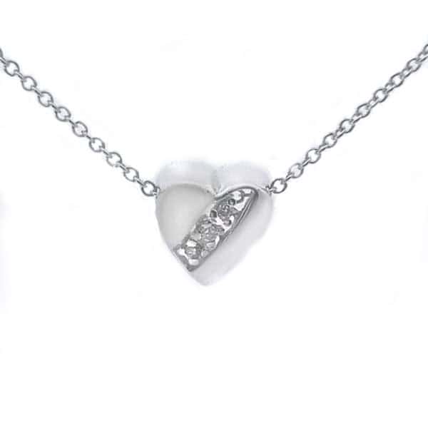 3-Stone Diamond Heart Necklace in Silver