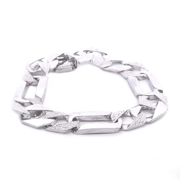 Men's Link Bracelet in 14k White Gold