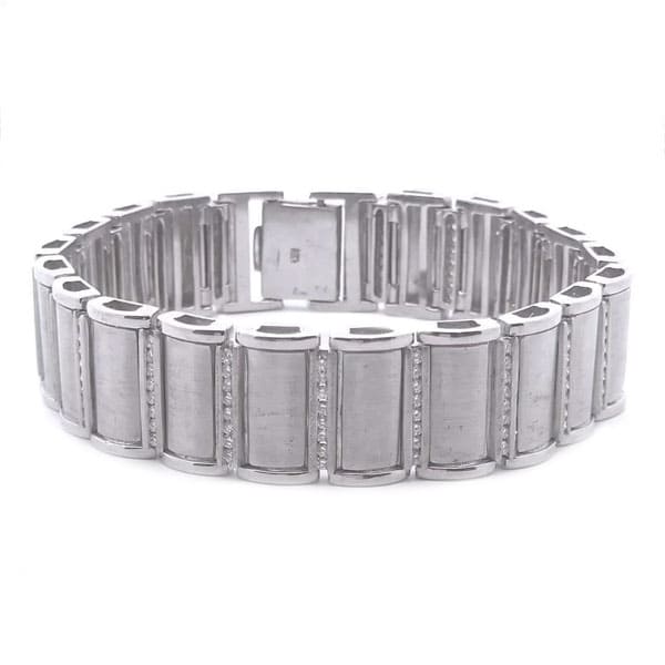 2 3/4ct Diamond Gents Bracelet in 14k White Gold