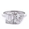 1ct Certified 2-Stone Emerald & Heart Lab Diamond Ring in 14K