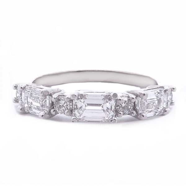 1 1/2ct Lab Emerald and Round 7-Stone Ring