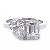1ct Certified 2-Stone Emerald & Pear Lab Diamond Ring in 14K