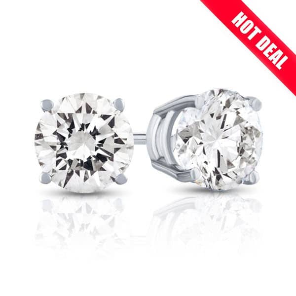 3 Carat Top White Diamond Stud Earrings
