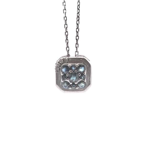 1/4 Carat Diamond – Sapphire Cluster Pendant in Silver
