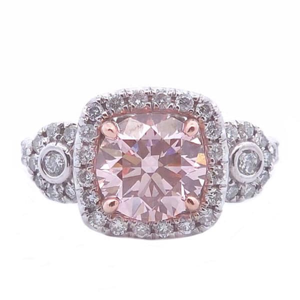 2 5/8ct Lab Pink Diamond Ring in 14K Gold