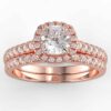diamond halo wedding semi mount set