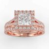 3/4 carat diamond halo wedding semi mount set