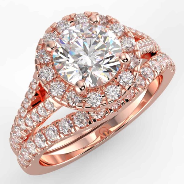3/4 carat diamond halo wedding semi mount set