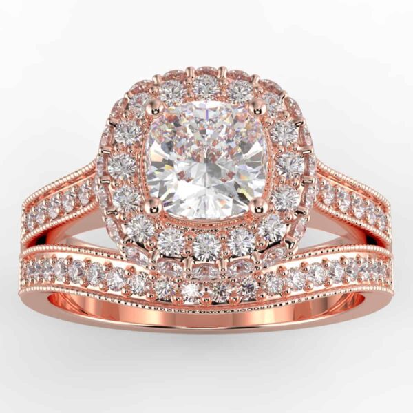 3/4 carat diamond halo wedding semi mount set
