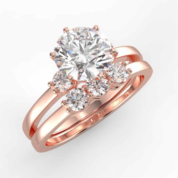 diamond three stone wedding semi mount set