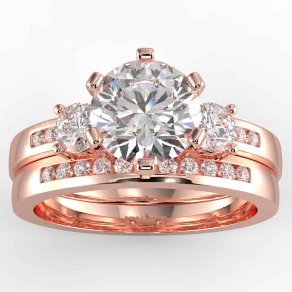 1/2 carat diamond three stone wedding semi mount set