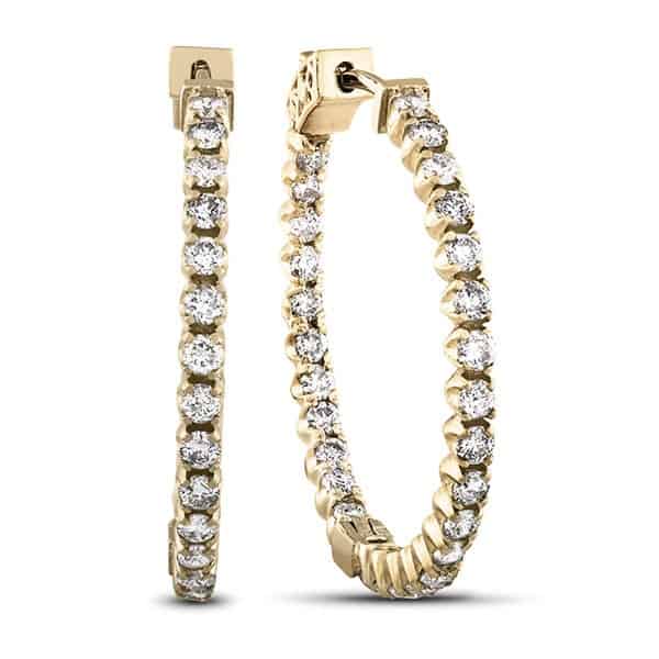 1 3/4 carat diamond hoop earrings