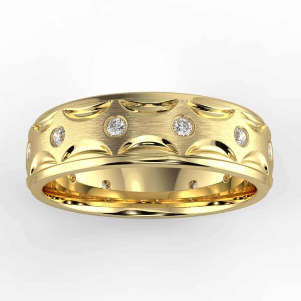 1/4ct bezel men's band in 14k gold