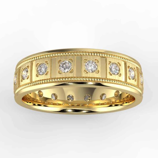 2/3ct bezel milgrain men's band in 14k gold