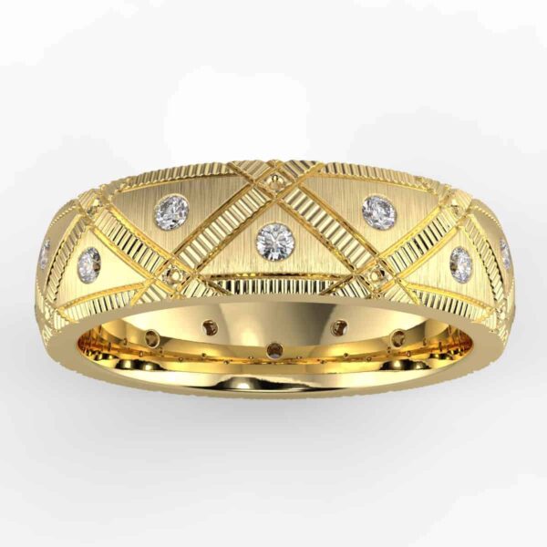 5/8ct bezel milgrain men's band in 14k gold
