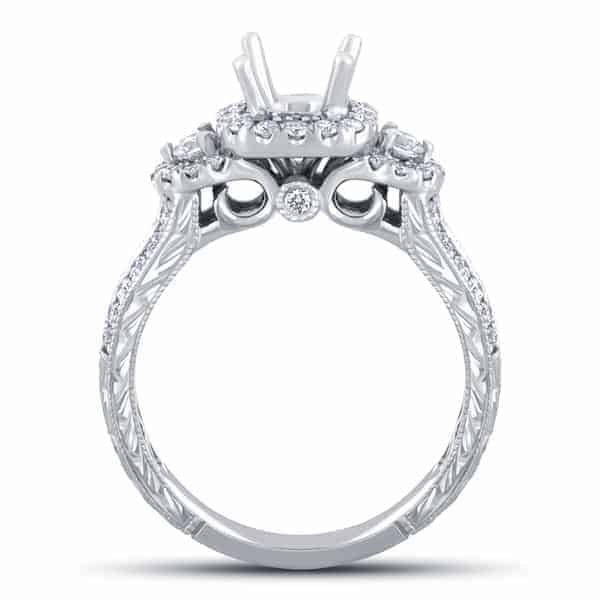3/5 carat diamond halo semi mount in 14k gold
