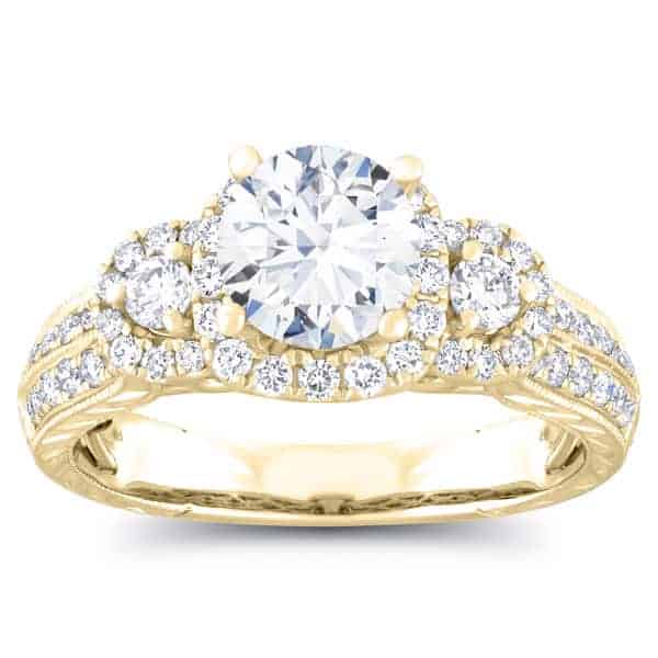 3/5 carat diamond halo semi mount in 14k gold