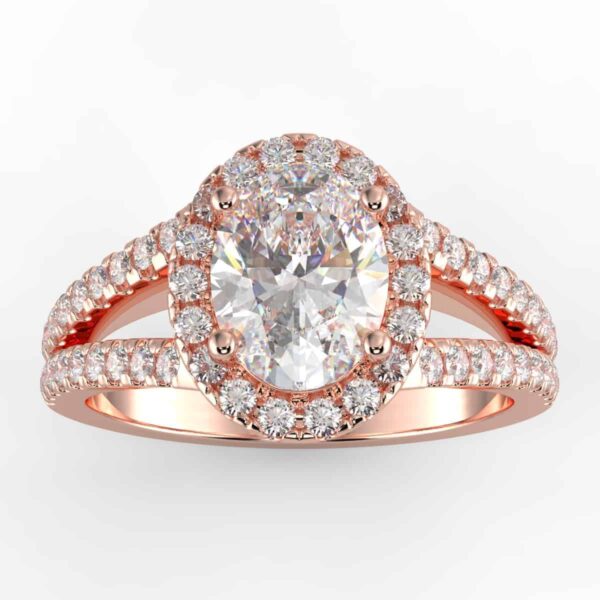 1/2 carat oval diamond halo semi mount in your choice of metal.
